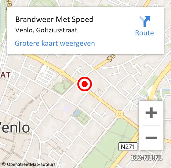 Locatie op kaart van de 112 melding: Brandweer Met Spoed Naar Venlo, Goltziusstraat op 3 september 2021 20:13