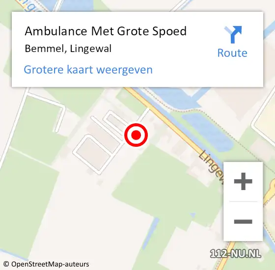 Locatie op kaart van de 112 melding: Ambulance Met Grote Spoed Naar Bemmel, Lingewal op 4 september 2021 04:27