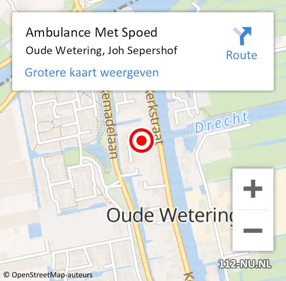 Locatie op kaart van de 112 melding: Ambulance Met Spoed Naar Oude Wetering, Joh Sepershof op 21 juni 2014 19:35