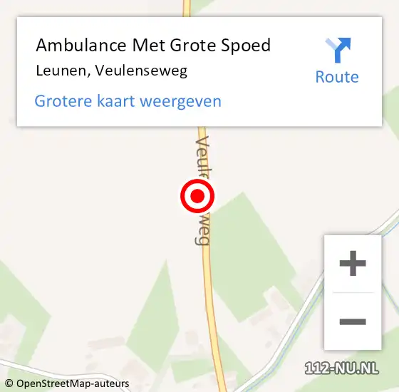 Locatie op kaart van de 112 melding: Ambulance Met Grote Spoed Naar Leunen, Veulenseweg op 4 september 2021 13:58