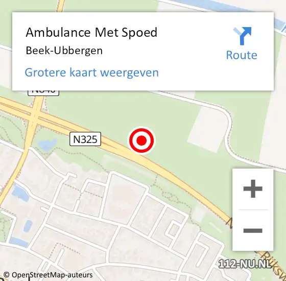 Locatie op kaart van de 112 melding: Ambulance Met Spoed Naar Beek-Ubbergen op 4 september 2021 15:33