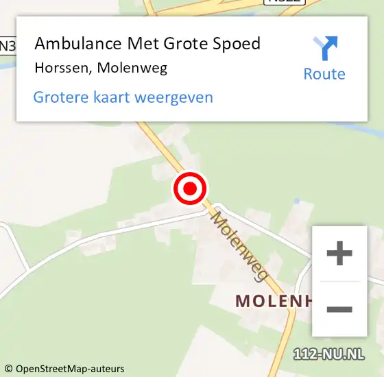 Locatie op kaart van de 112 melding: Ambulance Met Grote Spoed Naar Horssen, Molenweg op 4 september 2021 17:43