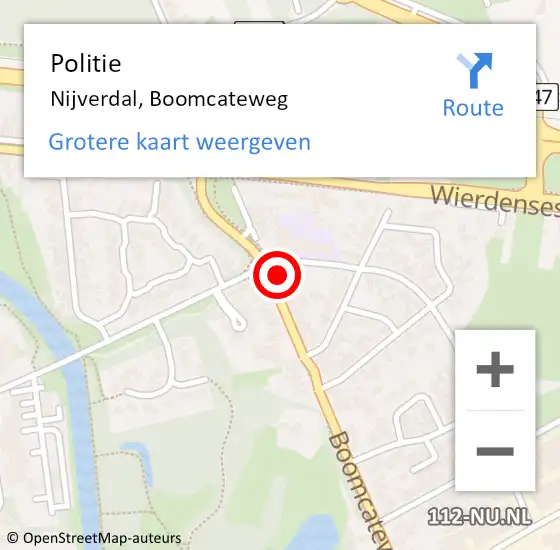 Locatie op kaart van de 112 melding: Politie Nijverdal, Boomcateweg op 4 september 2021 18:03