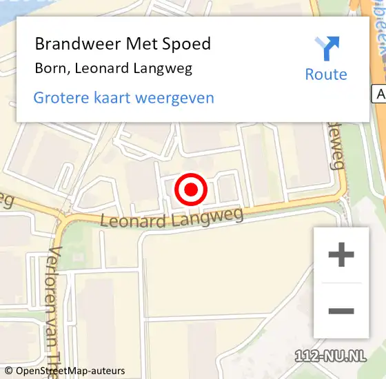 Locatie op kaart van de 112 melding: Brandweer Met Spoed Naar Born, Leonard Langweg op 4 september 2021 19:29