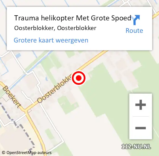 Locatie op kaart van de 112 melding: Trauma helikopter Met Grote Spoed Naar Oosterblokker, Oosterblokker op 4 september 2021 23:07