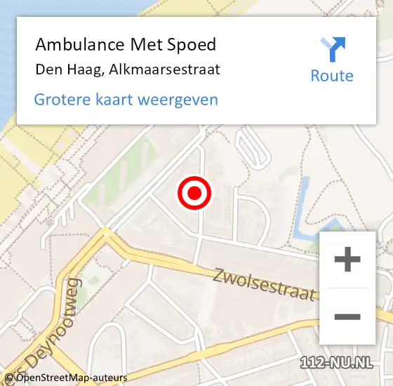 Locatie op kaart van de 112 melding: Ambulance Met Spoed Naar Den Haag, Alkmaarsestraat op 5 september 2021 00:00