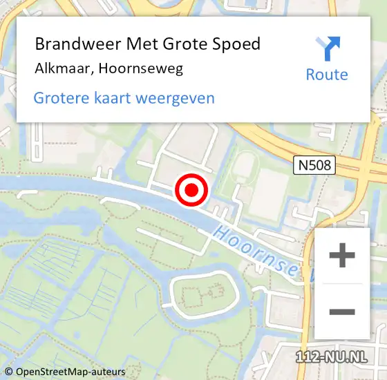 Locatie op kaart van de 112 melding: Brandweer Met Grote Spoed Naar Alkmaar, Hoornseweg op 5 september 2021 01:00