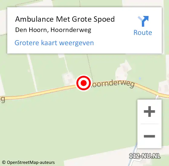 Locatie op kaart van de 112 melding: Ambulance Met Grote Spoed Naar Den Hoorn, Hoornderweg op 5 september 2021 02:37