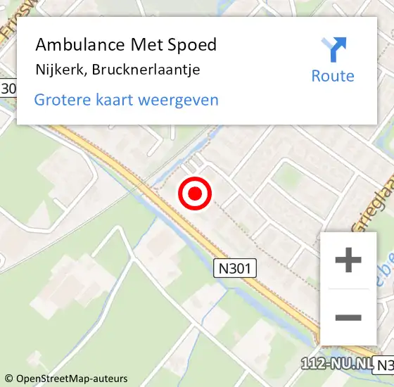 Locatie op kaart van de 112 melding: Ambulance Met Spoed Naar Nijkerk, Brucknerlaantje op 5 september 2021 08:19