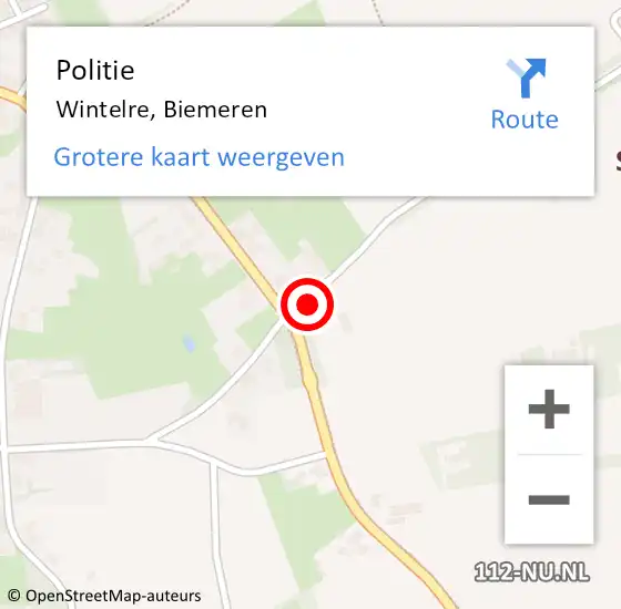 Locatie op kaart van de 112 melding: Politie Wintelre, Biemeren op 5 september 2021 08:36
