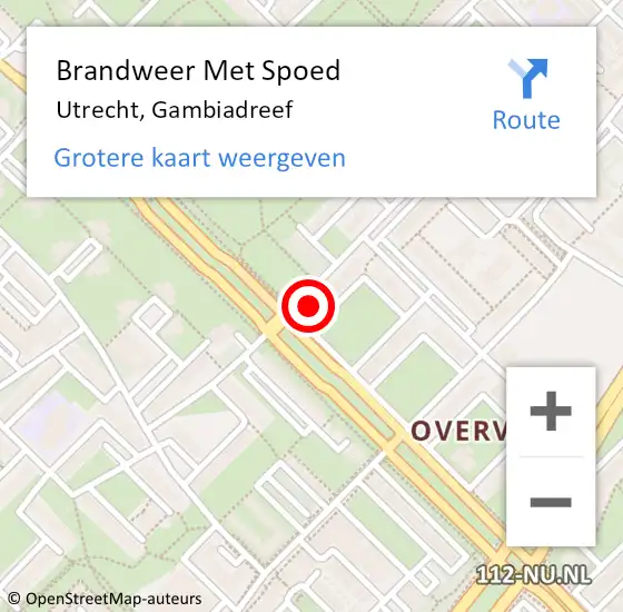 Locatie op kaart van de 112 melding: Brandweer Met Spoed Naar Utrecht, Gambiadreef op 5 september 2021 11:59