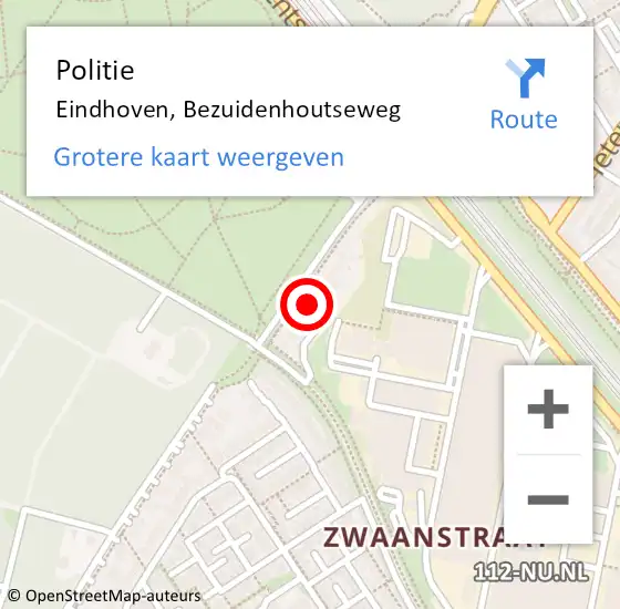 Locatie op kaart van de 112 melding: Politie Eindhoven, Bezuidenhoutseweg op 5 september 2021 13:36