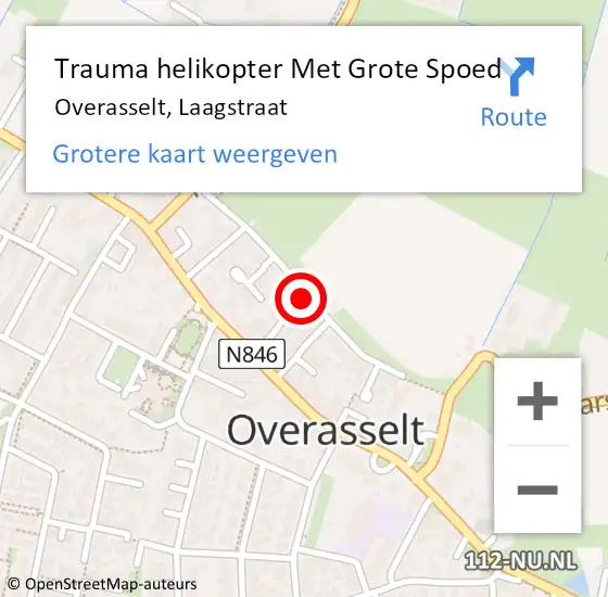 Locatie op kaart van de 112 melding: Trauma helikopter Met Grote Spoed Naar Overasselt, Laagstraat op 5 september 2021 13:55