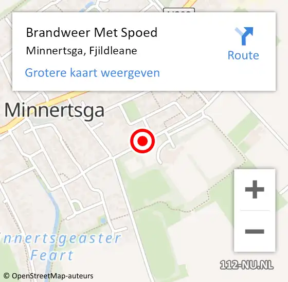 Locatie op kaart van de 112 melding: Brandweer Met Spoed Naar Minnertsga, Fjildleane op 5 september 2021 14:58
