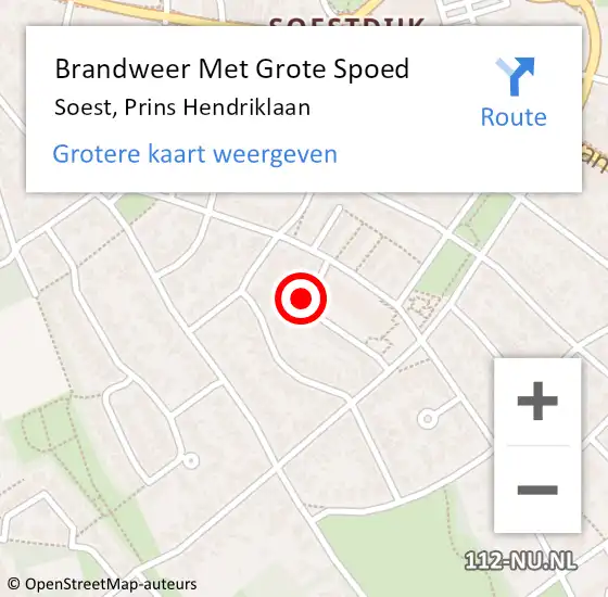 Locatie op kaart van de 112 melding: Brandweer Met Grote Spoed Naar Soest, Prins Hendriklaan op 5 september 2021 16:36