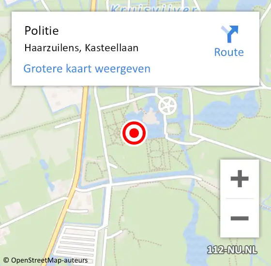 Locatie op kaart van de 112 melding: Politie Haarzuilens, Kasteellaan op 5 september 2021 17:26