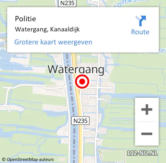 Locatie op kaart van de 112 melding: Politie Watergang, Kanaaldijk op 5 september 2021 18:34