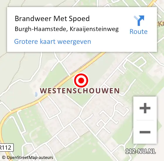 Locatie op kaart van de 112 melding: Brandweer Met Spoed Naar Burgh-Haamstede, Kraaijensteinweg op 5 september 2021 18:54