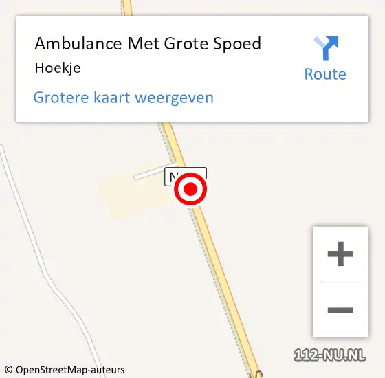 Locatie op kaart van de 112 melding: Ambulance Met Grote Spoed Naar Hoekje op 5 september 2021 20:20