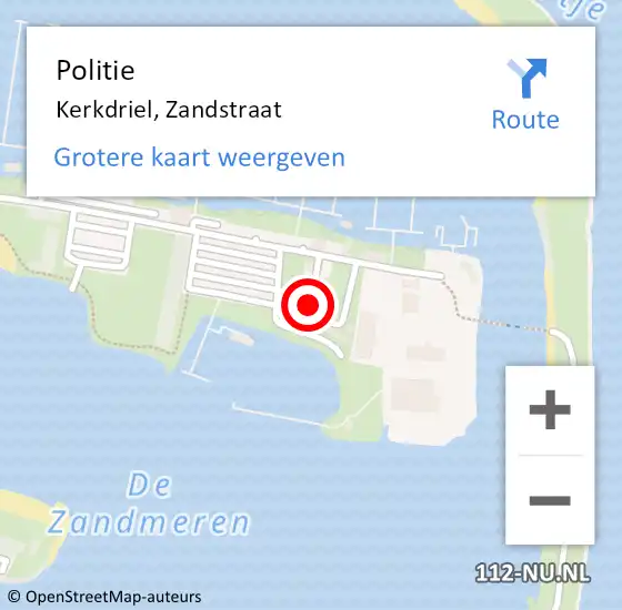 Locatie op kaart van de 112 melding: Politie Kerkdriel, Zandstraat op 5 september 2021 20:42