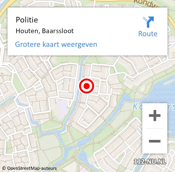 Locatie op kaart van de 112 melding: Politie Houten, Baarssloot op 5 september 2021 20:46