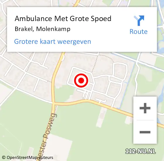Locatie op kaart van de 112 melding: Ambulance Met Grote Spoed Naar Brakel, Molenkamp op 5 september 2021 21:43