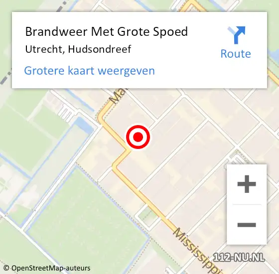 Locatie op kaart van de 112 melding: Brandweer Met Grote Spoed Naar Utrecht, Hudsondreef op 5 september 2021 22:03