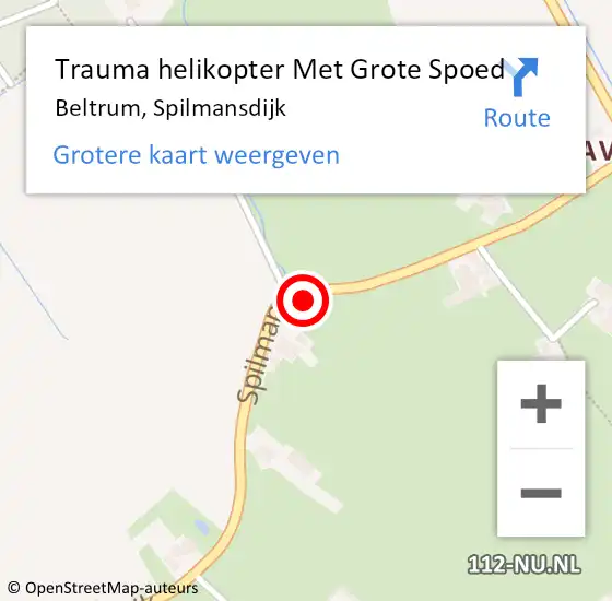 Locatie op kaart van de 112 melding: Trauma helikopter Met Grote Spoed Naar Beltrum, Spilmansdijk op 5 september 2021 22:21
