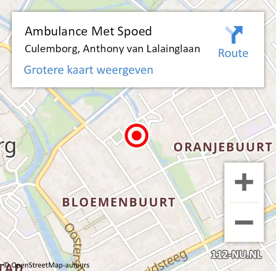 Locatie op kaart van de 112 melding: Ambulance Met Spoed Naar Culemborg, Anthony van Lalainglaan op 6 september 2021 04:46