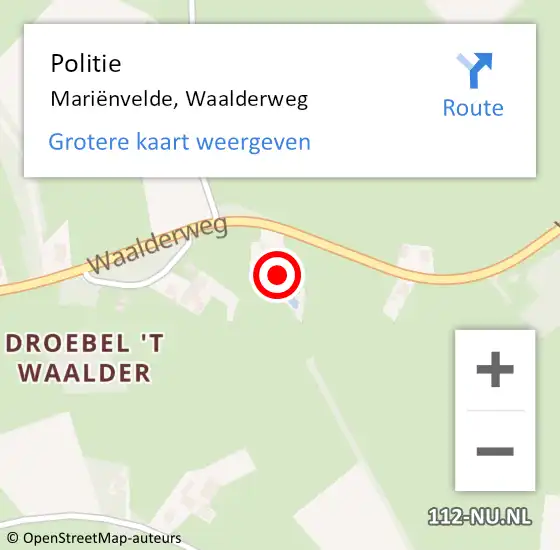 Locatie op kaart van de 112 melding: Politie Mariënvelde, Waalderweg op 6 september 2021 07:27