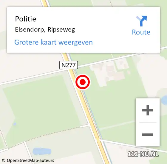 Locatie op kaart van de 112 melding: Politie Elsendorp, Ripseweg op 6 september 2021 08:37