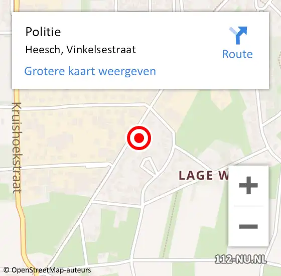 Locatie op kaart van de 112 melding: Politie Heesch, Vinkelsestraat op 6 september 2021 08:49