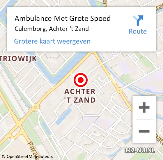 Locatie op kaart van de 112 melding: Ambulance Met Grote Spoed Naar Culemborg, Achter 't Zand op 6 september 2021 08:51