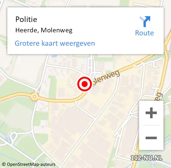 Locatie op kaart van de 112 melding: Politie Heerde, Molenweg op 6 september 2021 09:17