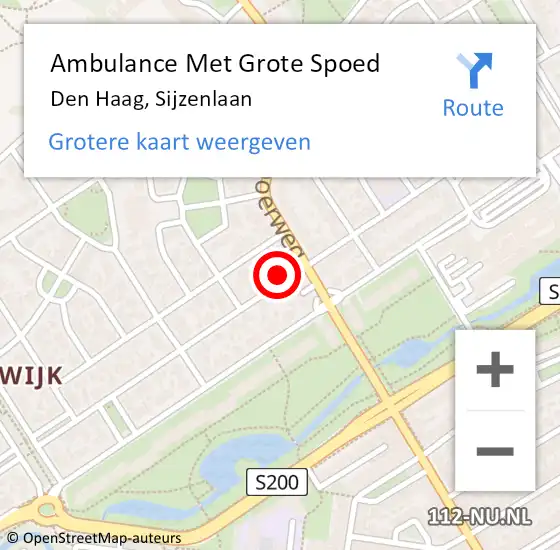 Locatie op kaart van de 112 melding: Ambulance Met Grote Spoed Naar Den Haag, Sijzenlaan op 6 september 2021 17:22