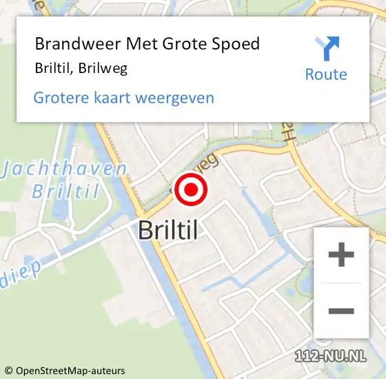 Locatie op kaart van de 112 melding: Brandweer Met Grote Spoed Naar Briltil, Brilweg op 6 september 2021 17:30