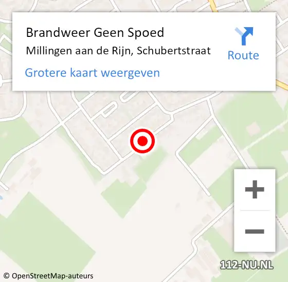 Locatie op kaart van de 112 melding: Brandweer Geen Spoed Naar Millingen aan de Rijn, Schubertstraat op 6 september 2021 18:20