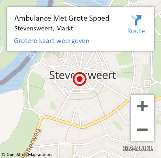 Locatie op kaart van de 112 melding: Ambulance Met Grote Spoed Naar Stevensweert, Markt op 6 september 2021 20:05