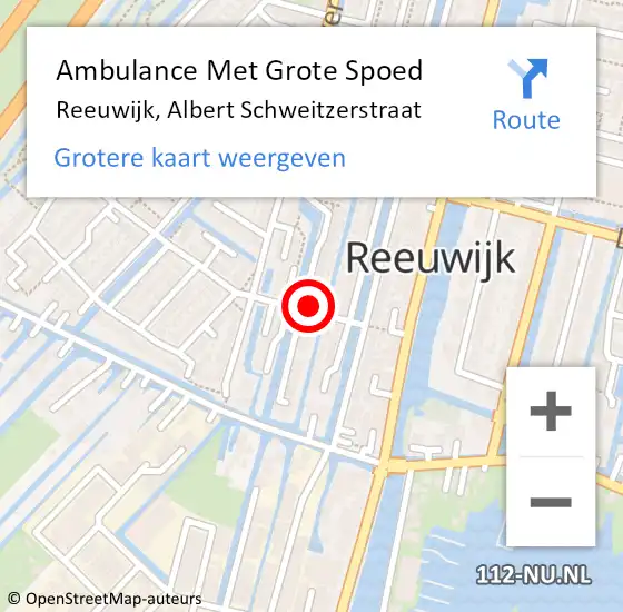 Locatie op kaart van de 112 melding: Ambulance Met Grote Spoed Naar Reeuwijk, Albert Schweitzerstraat op 7 september 2021 02:48