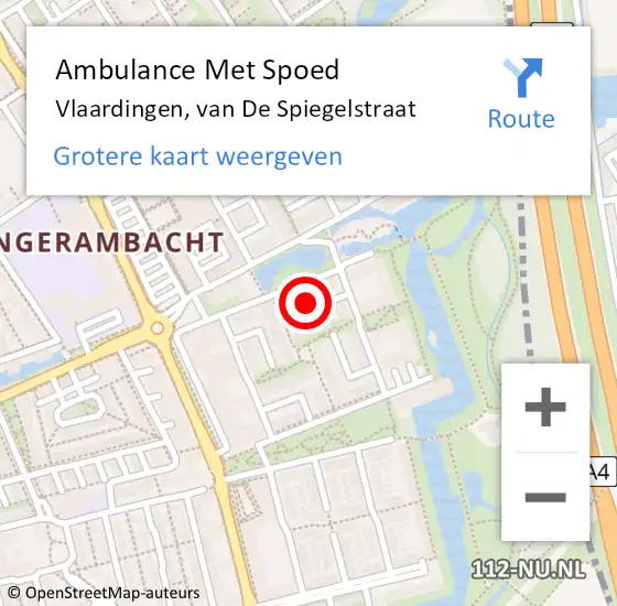 Locatie op kaart van de 112 melding: Ambulance Met Spoed Naar Vlaardingen, van De Spiegelstraat op 7 september 2021 03:42