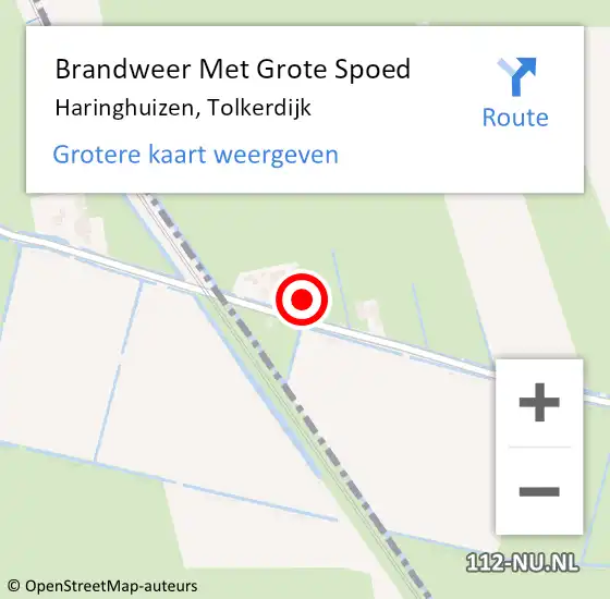 Locatie op kaart van de 112 melding: Brandweer Met Grote Spoed Naar Haringhuizen, Tolkerdijk op 7 september 2021 06:15