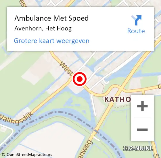 Locatie op kaart van de 112 melding: Ambulance Met Spoed Naar Avenhorn, Het Hoog op 7 september 2021 08:17