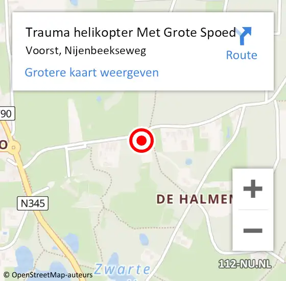 Locatie op kaart van de 112 melding: Trauma helikopter Met Grote Spoed Naar Voorst, Nijenbeekseweg op 7 september 2021 11:48
