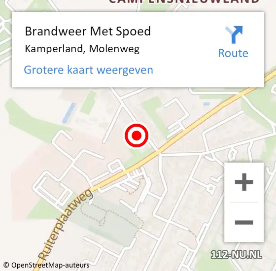 Locatie op kaart van de 112 melding: Brandweer Met Spoed Naar Kamperland, Molenweg op 7 september 2021 13:55