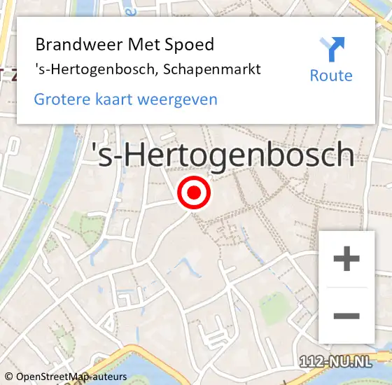 Locatie op kaart van de 112 melding: Brandweer Met Spoed Naar 's-Hertogenbosch, Schapenmarkt op 7 september 2021 14:12