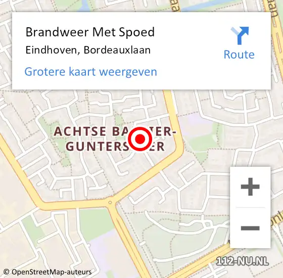 Locatie op kaart van de 112 melding: Brandweer Met Spoed Naar Eindhoven, Bordeauxlaan op 7 september 2021 14:22