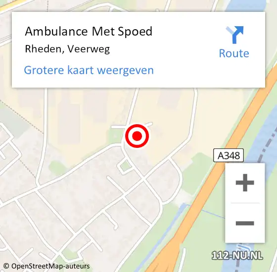 Locatie op kaart van de 112 melding: Ambulance Met Spoed Naar Rheden, Veerweg op 7 september 2021 14:39