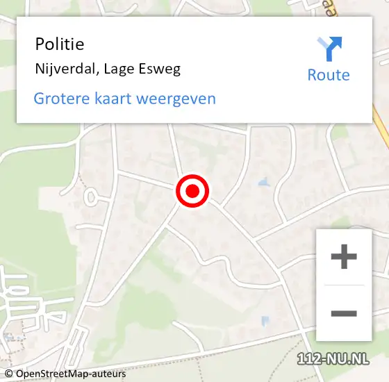 Locatie op kaart van de 112 melding: Politie Nijverdal, Lage Esweg op 7 september 2021 15:01