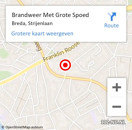 Locatie op kaart van de 112 melding: Brandweer Met Grote Spoed Naar Breda, Strijenlaan op 7 september 2021 15:10