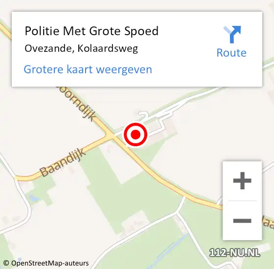 Locatie op kaart van de 112 melding: Politie Met Grote Spoed Naar Ovezande, Kolaardsweg op 7 september 2021 15:19